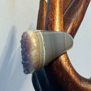 Chalcedony Druzy Natural Ring | Pink & Gray | Size 6.5 | NWT